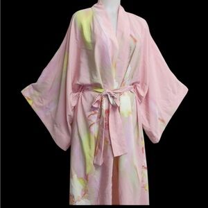 Vintage Natori Kimono pale pink robe satin medium